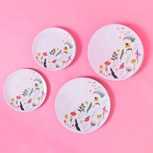 Melamine Plates Chic and Tonic 4 Dinner Plates 4 Salad Plates Botanical  EUC